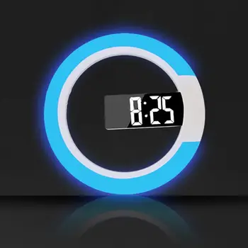 

2020 New LED Mirror Hollow Wall Clock Creative With Alarm Temperature Ring Light Switch