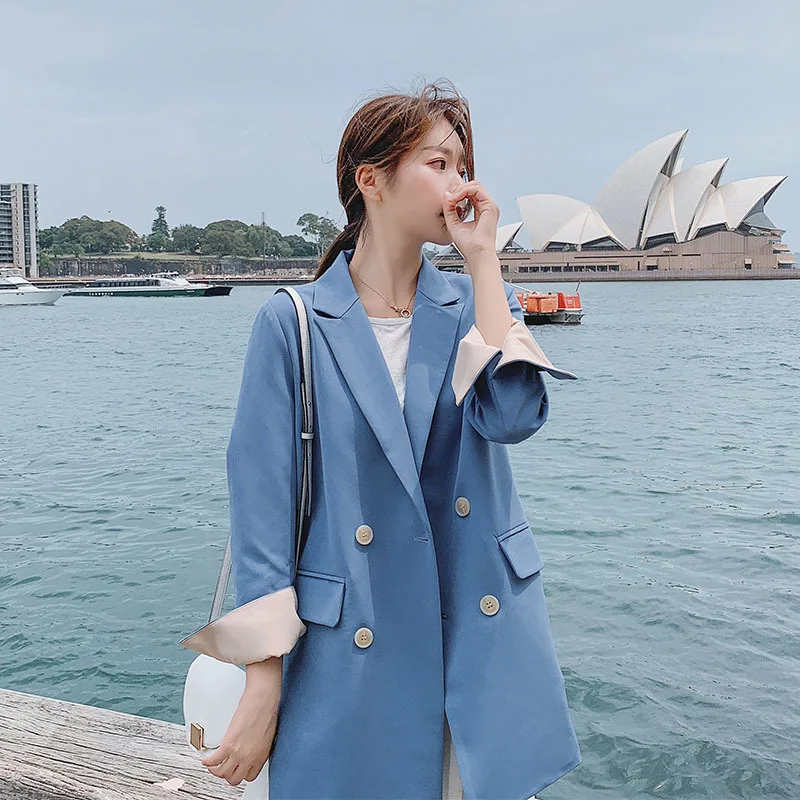 

Online Celebrity Small Suit Coat Women's Korean-style CHIC Hong Kong Style Black And White with Pattern Students Leisure Suit 20