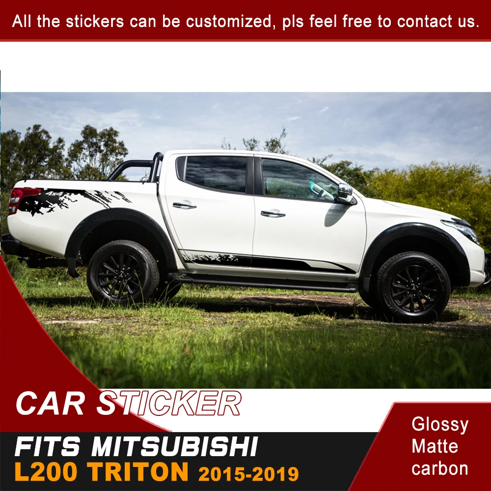 Car accessories 4 Pcs side door rear trunk  shark stripe graphic Vinyl cool car sticker fit for mitsubishi l200 triton 2015－2019