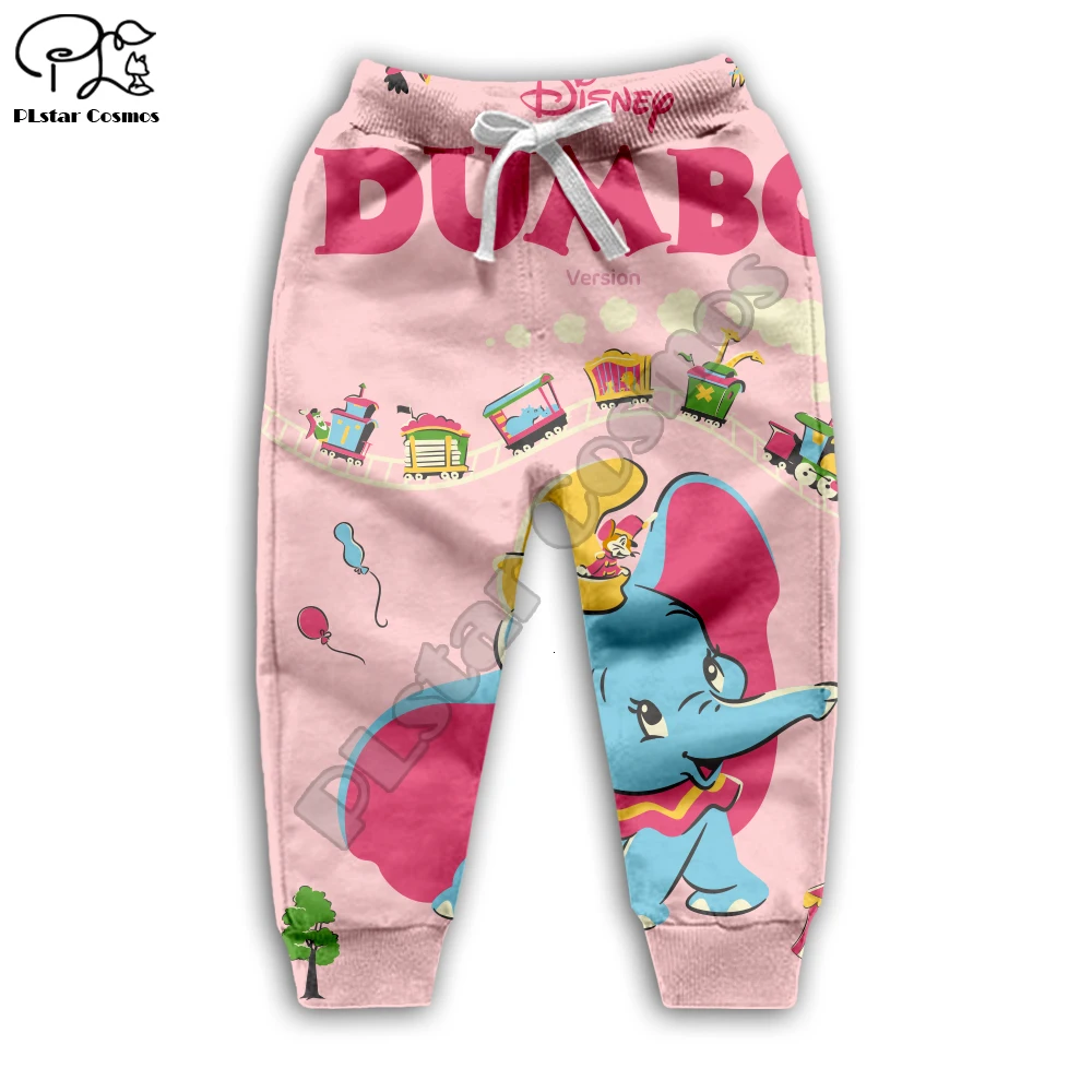 Одежда для семьи детские толстовки с капюшоном с 3d принтом Dumbo детская одежда, Осенние свитшоты милый комплект со штанами на молнии для маленьких девочек и мальчиков