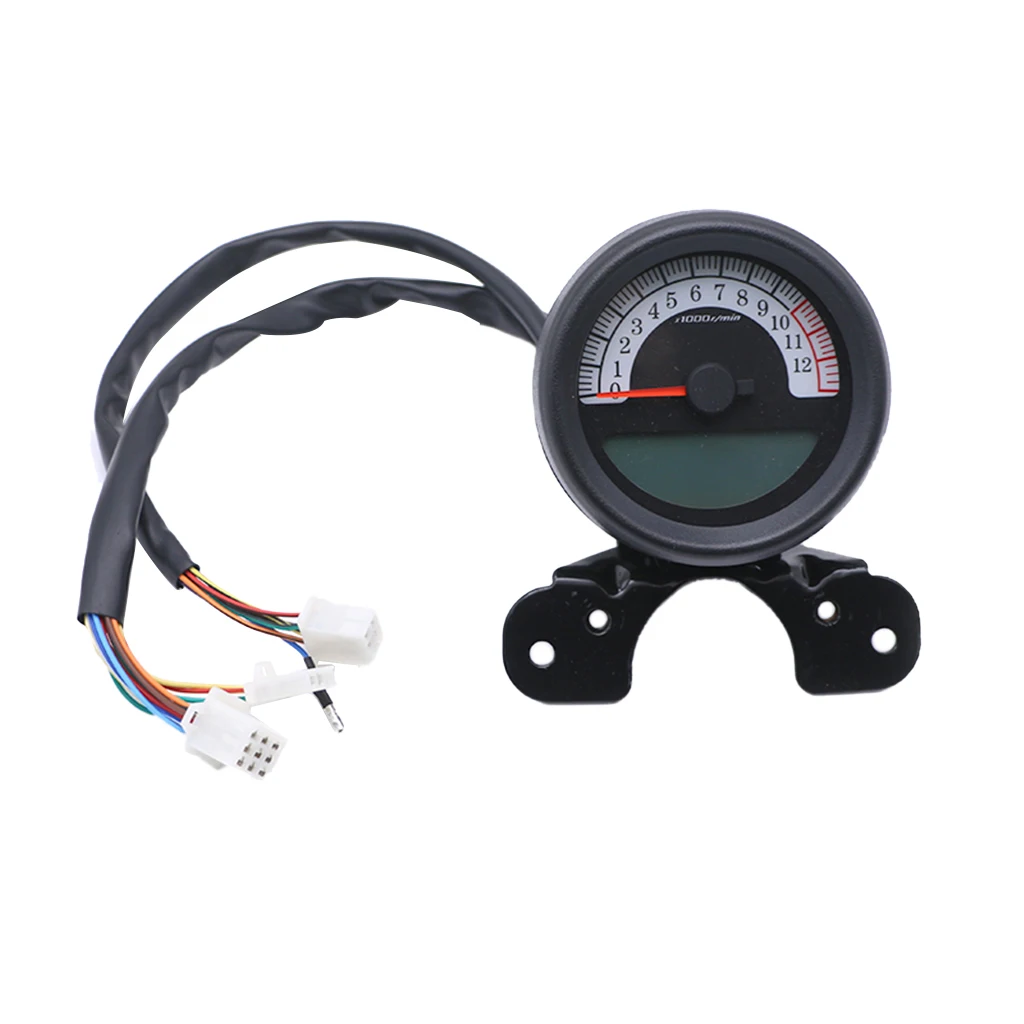New LCD Digital Speedometer Tachometer Odometer for Motorcycle Scooter ATV - Black