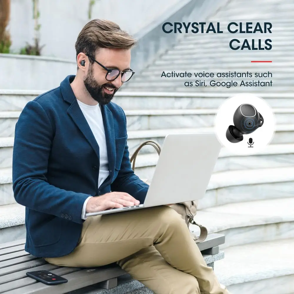 MPOW M30 TWS Stereo Wireless Earbuds With Charging Case IPX7 Waterproof Bluetooth 5.0 Sport Bass Earphone With Mic