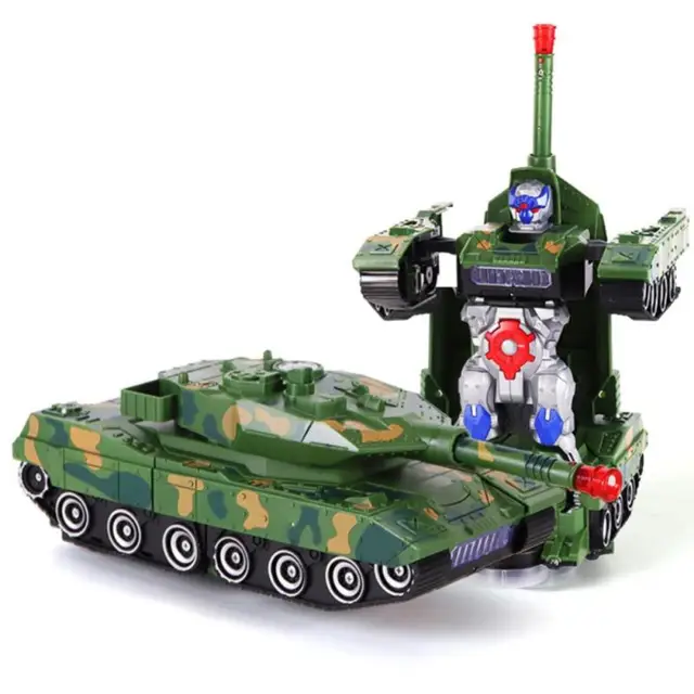 Kids Electric Deformation Robots Combat Tank Toy Flashing Led Light Music Car Boy Gift Toy Electric Universal Wheel Vehicles New 3