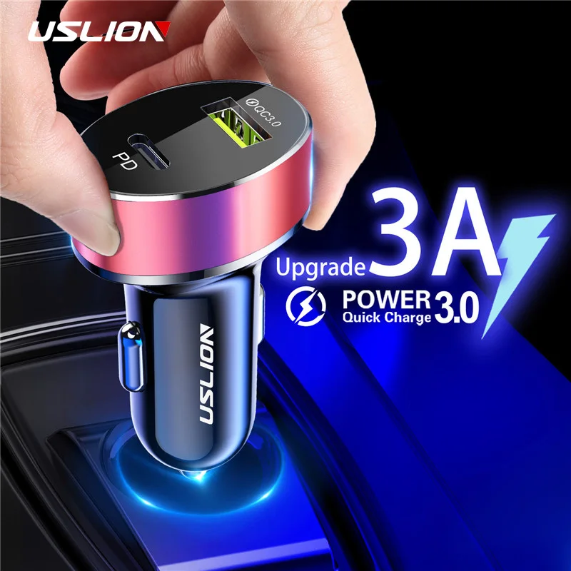 Устройство зарядное автомобильное USLION с USB портом и поддержкой быстрой зарядки 3