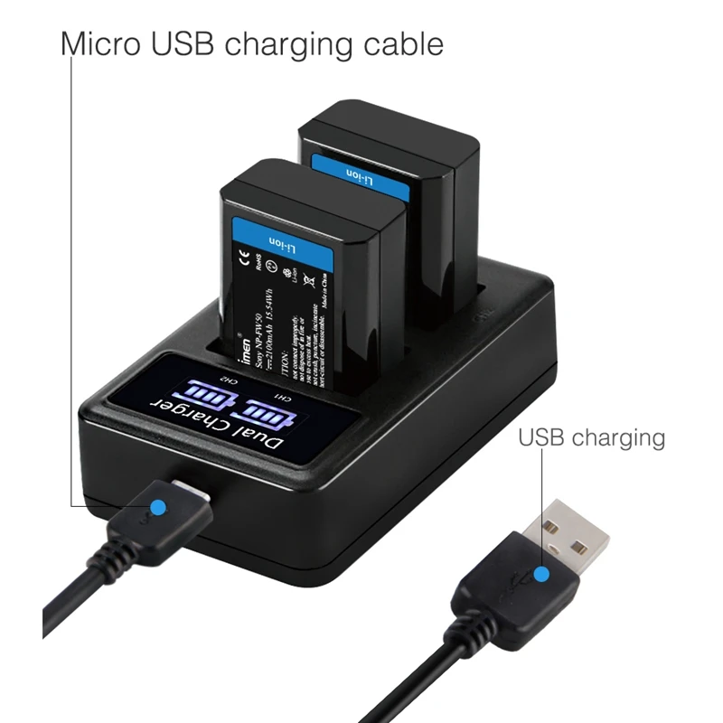 Mamen 2 шт. 2100 мАч NP-FW50 NP FW50 батарея для цифровой камеры ЖК-дисплей USB двойное зарядное устройство для sony NEX-3 A7R Alpha A6500 A6300 A6000 A5000