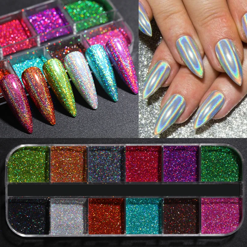 Nail Powder Hot Sale Nail Powders iridescent Shiny Nail Glitters Dust Decorations For Art Chrome Pigment DIY Accessories