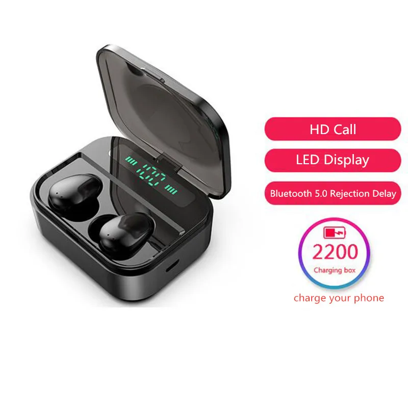 Touch TWS5.0 вкладыши беспроводной Bluetooth наушники светодиодный дисплей IPX7 Водонепроницаемая гарнитура 6D стерео HiFi наушники с power Bank