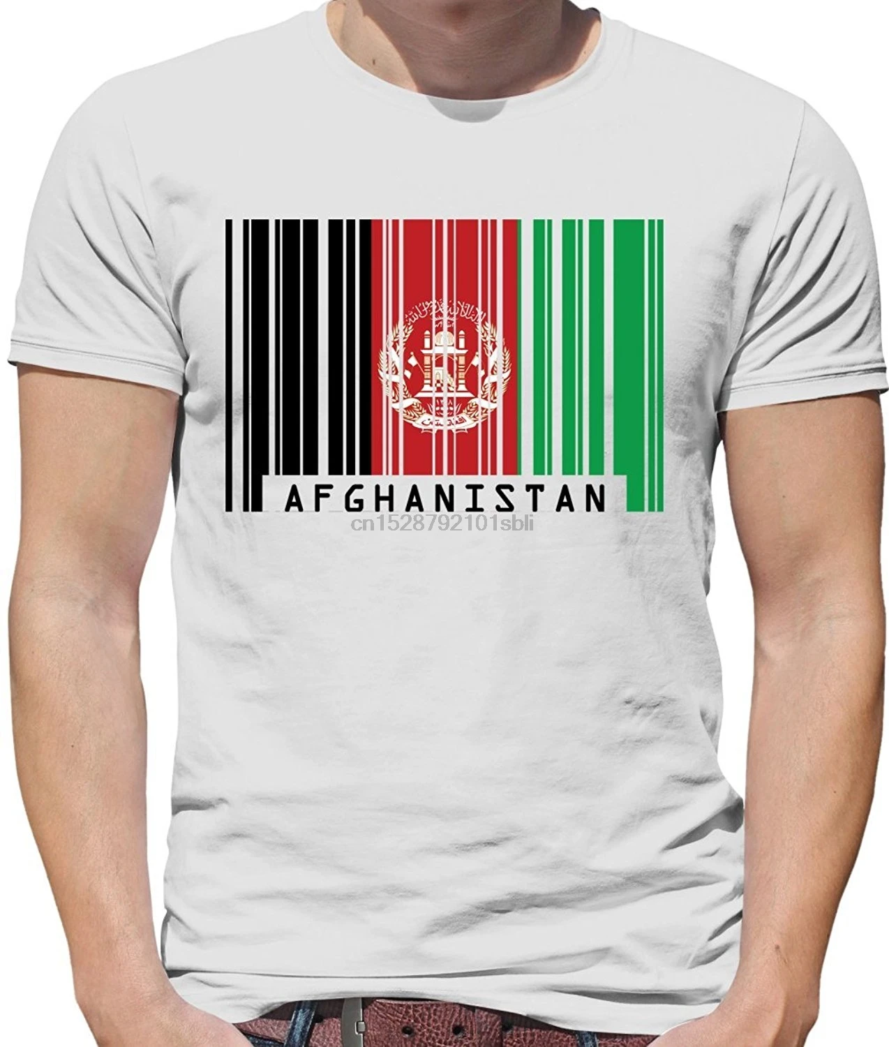 2019 летняя футболка Me Afghanistan штрих-код стиль флаг-мужская с круглым вырезом-7