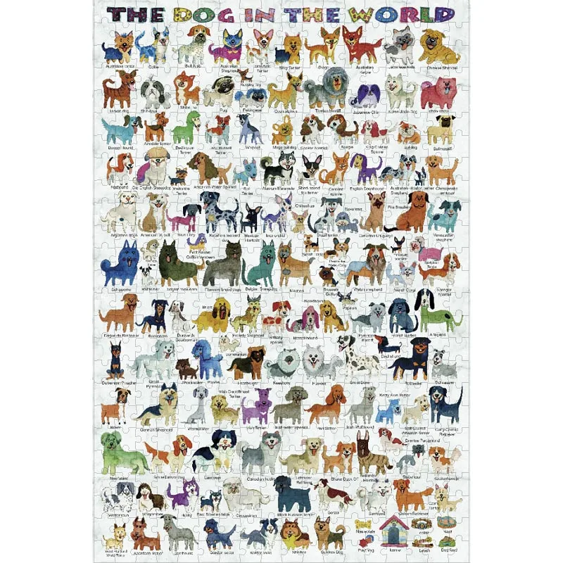

Oversized 2000 Pieces Of Michelangelo Wooden Animal Puzzles Dogs Around the World Educational Toys For Children