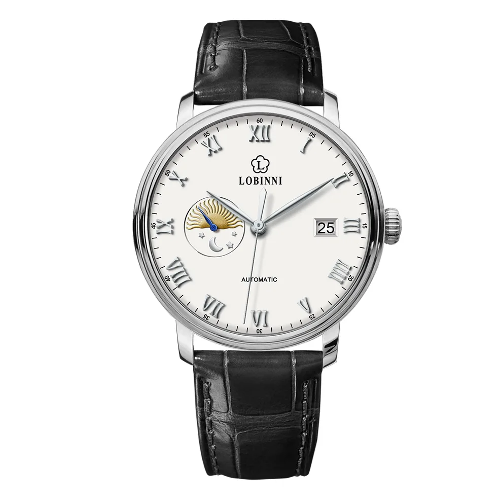 men watch p1 Наручные часы для мужчин, Мужские автоматические механические часы LOBINNI мужские роскошные брендовые водонепроницаемые наручные часы relogio платье montre часы - Цвет: men watch p1