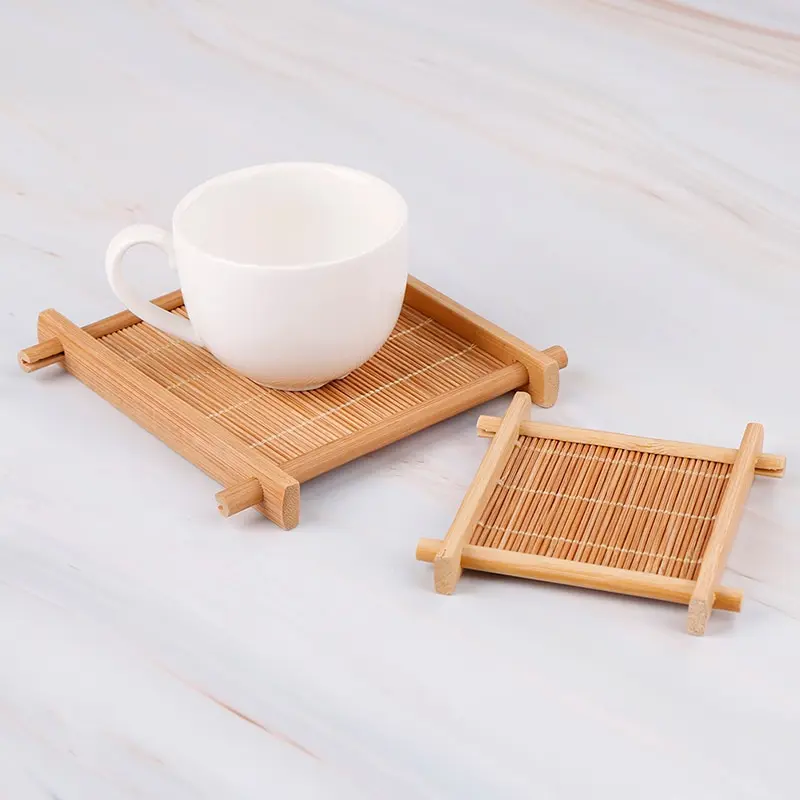 1pc 7x7cm/12x12cm Heat Insulation Saucer Bamboo Tea Cup Mat Trays Coaster Kitchen Accessories Placemat Cup Holder Dish Pot Pads