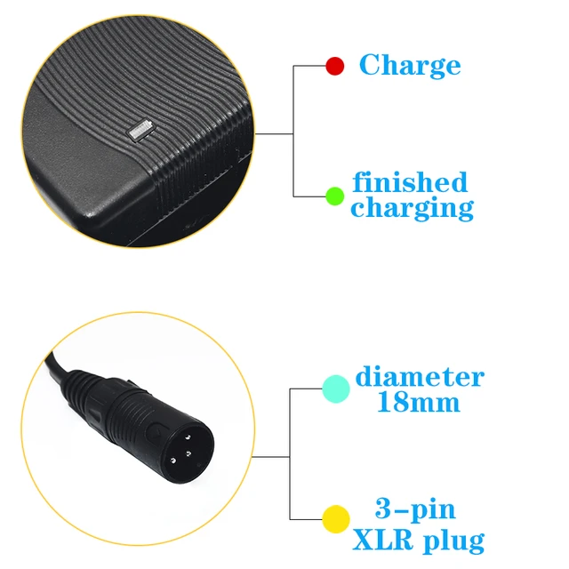 XLR Male Charger For 54.6V 2A 110W Li-ion Lithium Battery Electric Scooter  Ebike