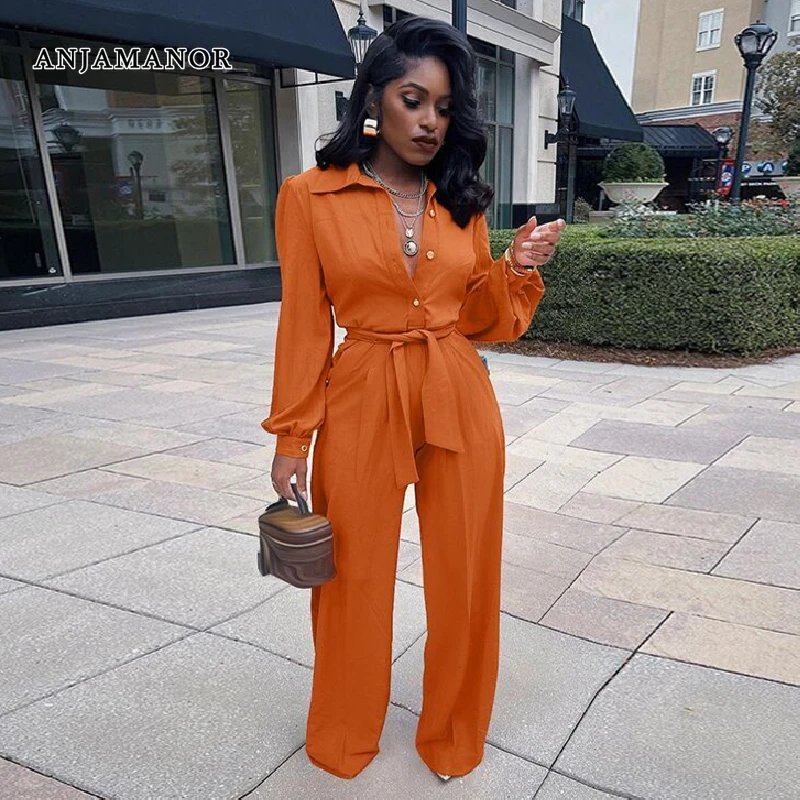 Anjamanor Elegant Fashion Button Up 