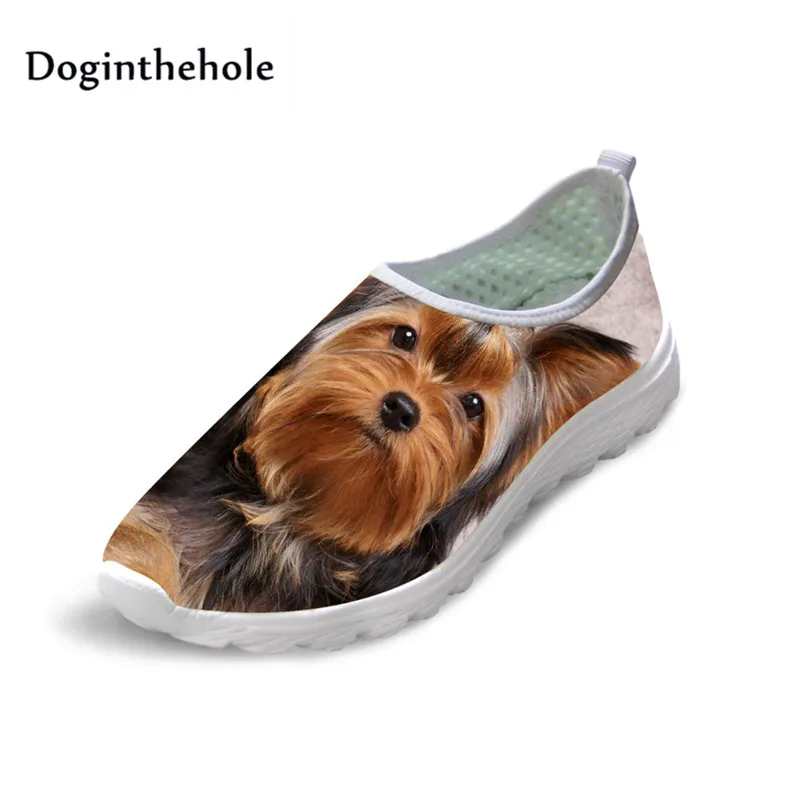 

Cute Schnauzer Dog Women's Casual Vulcanized Shoes 3D Printed Flats Spring Summer Beach Mesh Shoes Slip-on Women Sneakers Custom