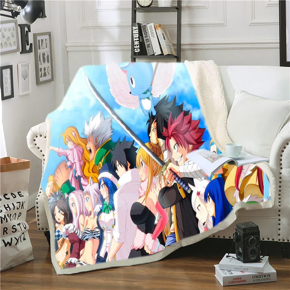 Fairy Tail Sherpa Blanket Anime Fashion Weighted Blanket For Kids Girl