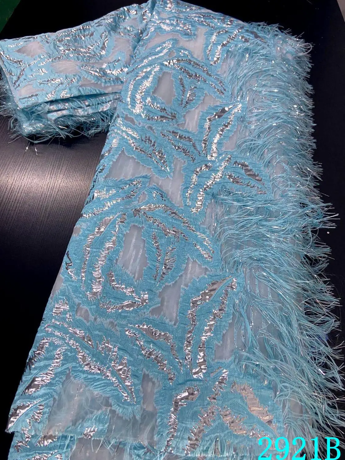 

NIAI African Brocade Lace Fabric 2020 High Quality Jacquard Lace Fabric With Feather Nigerian Lace Material For Sewing XY2921B-2