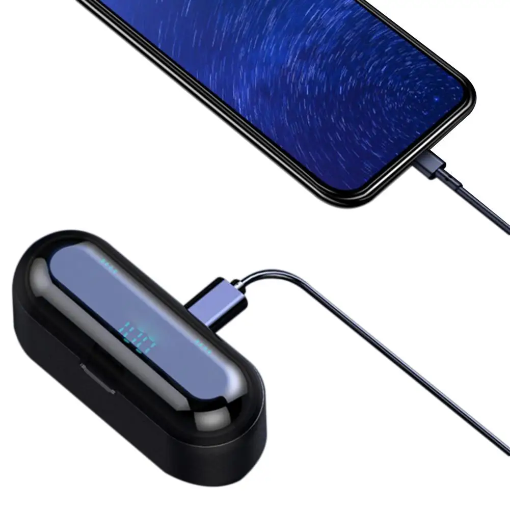 Мини наушники F9 Bluetooth 5,0 TWS беспроводные стерео наушники для зарядки Спортивная гарнитура 2000 мАч