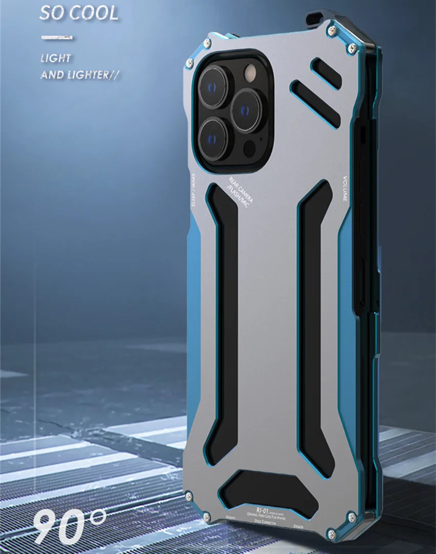 Rjust Armor Metal Phone Case For Iphone 13 Mini Shockproof Metal