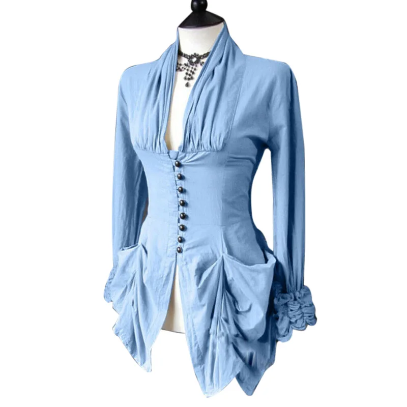 

Women Tops Ladies Shirts Costume Summer Buttons Sexy Fashion Party Stretchable Slim Cosplay