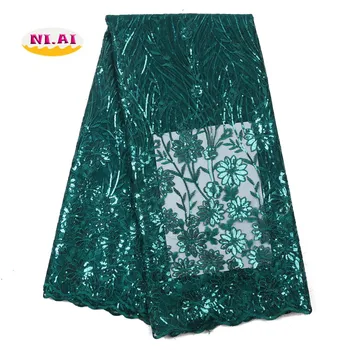 

NIAI French Sequins Lace Fabric 2019 High Quality Lace Latest African Lace Fabric Embroidery Mesh Tulle Lace Fabric XY3073B-7