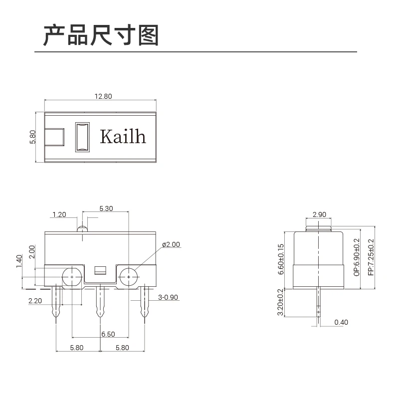 Kailh-micro Interruptor com Ciclo 10 20 30m Pinos Spdt 1p2t para Mouse Gamer - Image 2