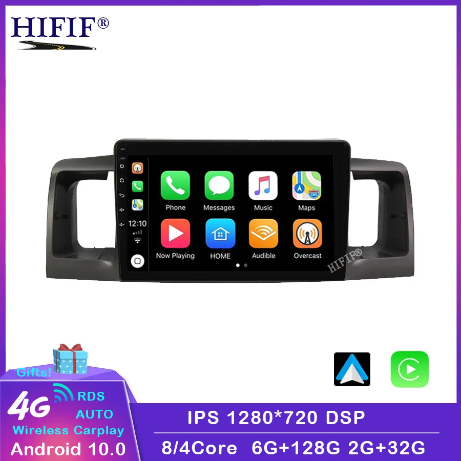 Автомагнитола для Toyota Corolla E120 e 120 BYD F3 2007-2011 DSP IPS 6 грамм Android 10 0 4G NET мультимедийный