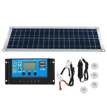 

30W Dual USB Flexible Solar Panel Kit+ Controller+Clip Outdoor Car Charger Power