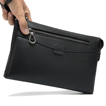 

AUAU-Natural Leather Men Clutch Bag Business Purse Wallet Cell Phone Cigarette Cash Card Holder Male Handy Bags
