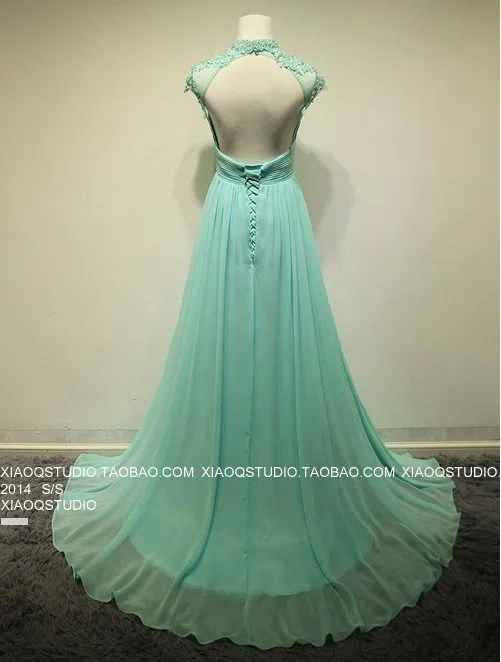 С высоким воротом для женщин vestido de festa новые модные пикантные женские туфли с открытой спиной Длинные Формальные вечерние платье на выпускной нарядные платья