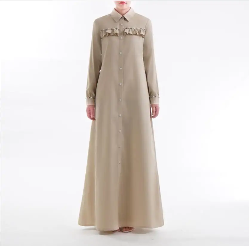 Арабский костюм, новинка, Vestidos, хиджаб, женское мусульманское платье, плюс размер, Абая, для мусульман, туники, Турецкая длинная рубашка, бисерное хлопковое пальто, Халат