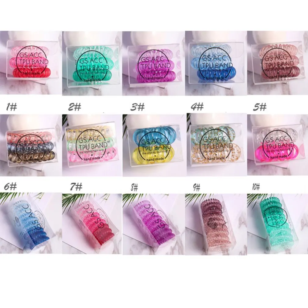 

Hair Rope Hair Ring Creative Gradient Color Elastic Japanese Telephone Line Hair Ring Small Boxed High-grade