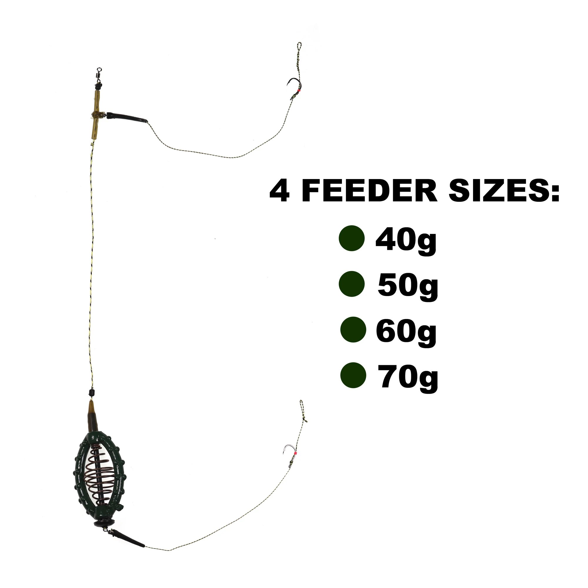 Wifreo 1pc Carp Fishing Hair Rig Inline Method Feeder Rig 40g 50g 60g 70g Carp Coarse Fishing Hair Rig 2 Hooks Set Kits