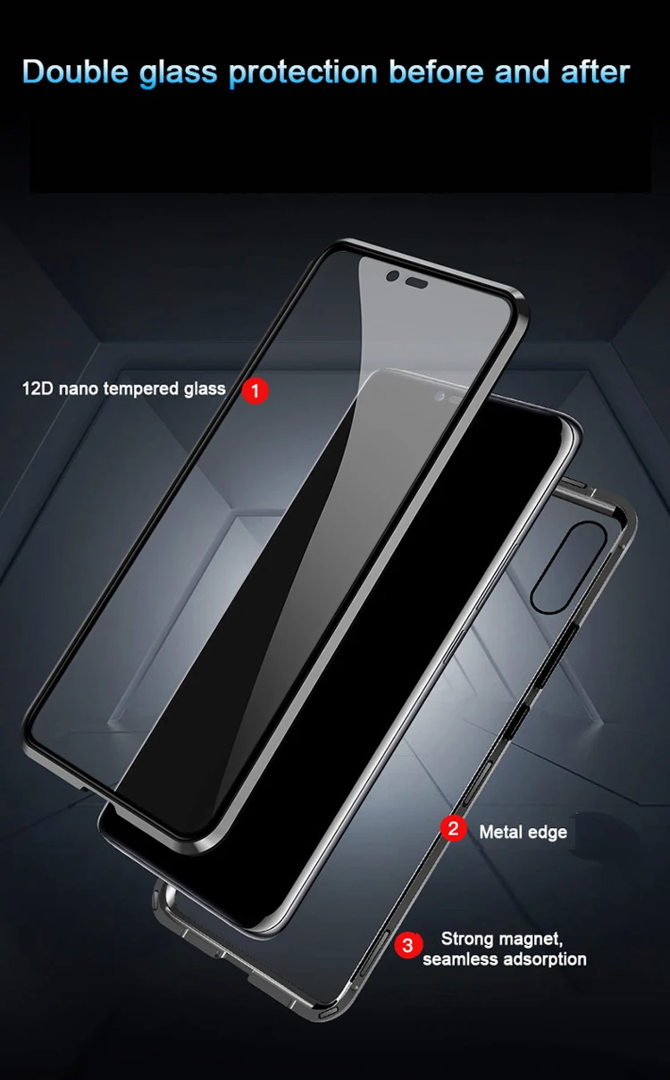 Магнитный адсорбционный металлический чехол для телефона huawei Honor 10 Lite P smart из закаленного стекла, прозрачный двухсторонний Магнитный чехол