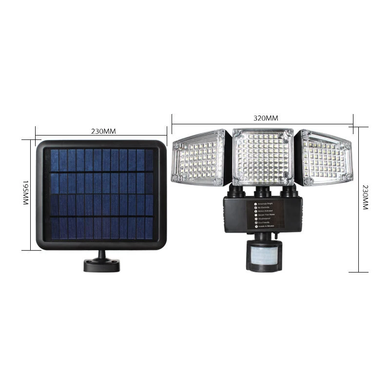 

188 LEDs Outdoor Waterproof Infrared Ray Induction Street Lamp Corridor Landscape Lamp Solar Power Human Body Induction Lamp
