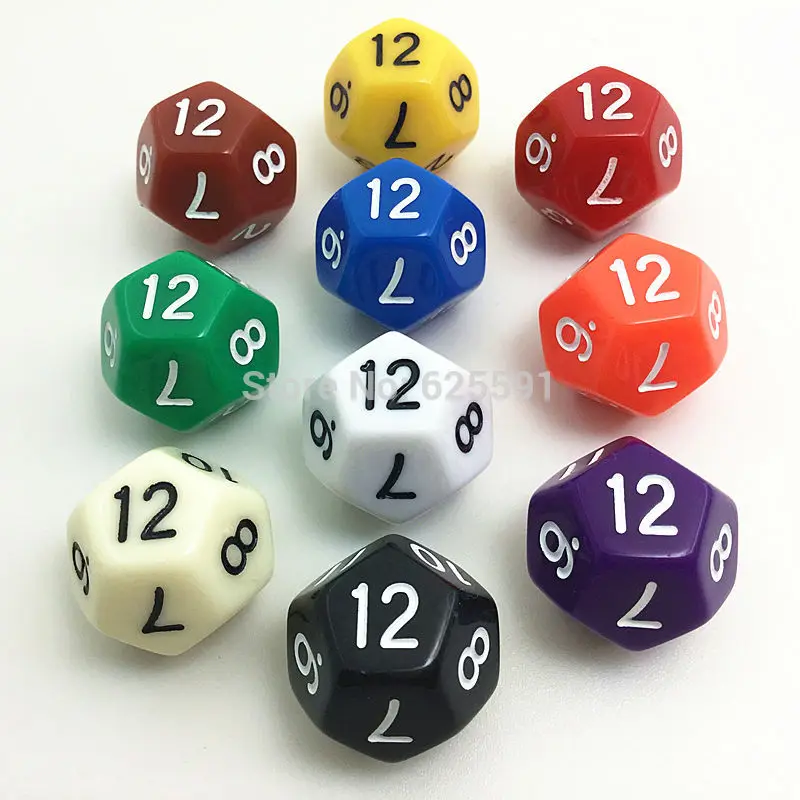 10pcs/set T&G Colorful D12 Dice Set Opaque effect DND 12 side Digital number 1 for Rpg Board Game|dungeons and dragons|d12 dicedice set |