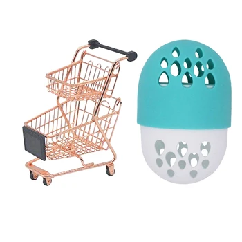 

1pcs Silicone Powder Puff Drying Holder Egg Stand Beauty Pad Sponge Display Rack (Sky Blue) & 1pcs Double-Deck Shopping Cart Mak