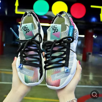 

Women Sneakers 2020 new fashion Flying weaving Socks women shoes Color matching Women running shoes summer Lace up Women Sneaker