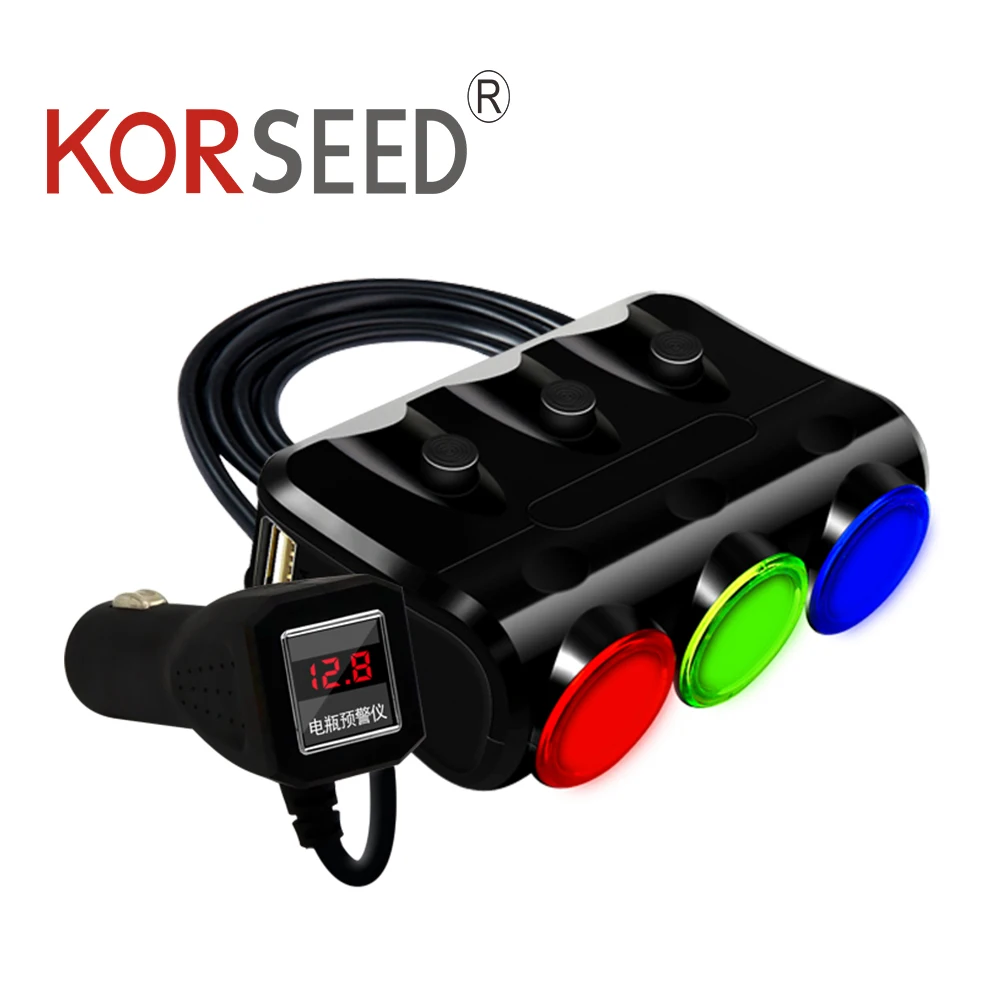 

Car Cigarette Lighter Splitter Power Adapter Vehicle Charger Socket with Voltage Detection Car Accessories Araba Aksesuar