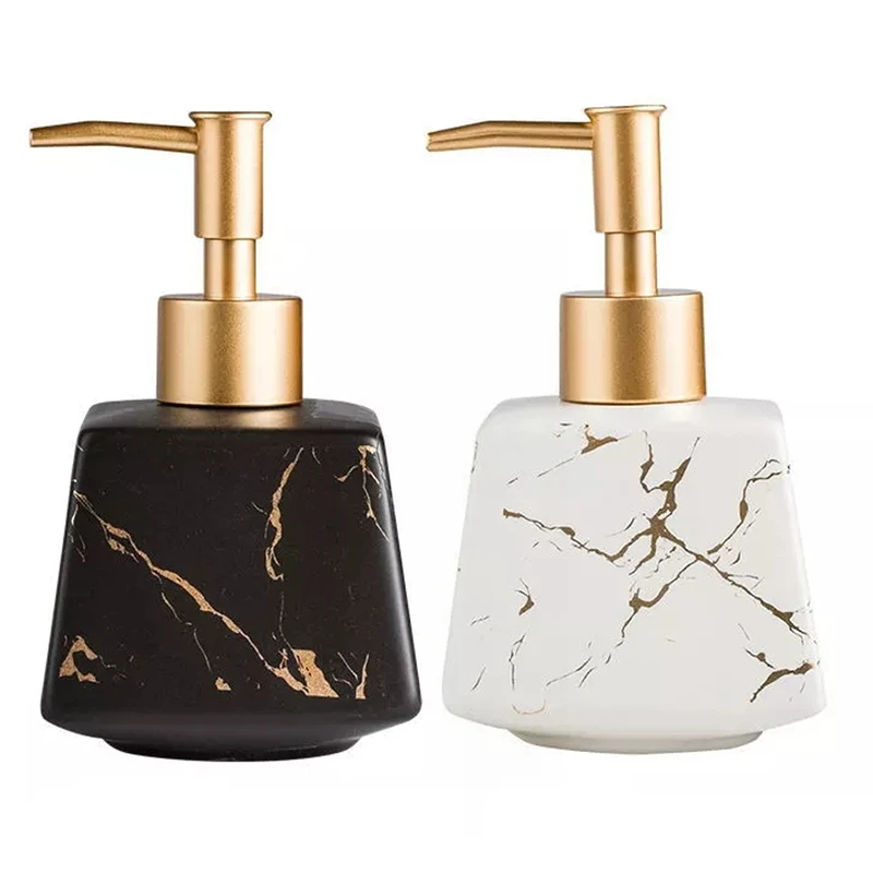 2x 260Ml Ceramic Marble Soap Dispenser Shower Gel Shampoo Water Bottle