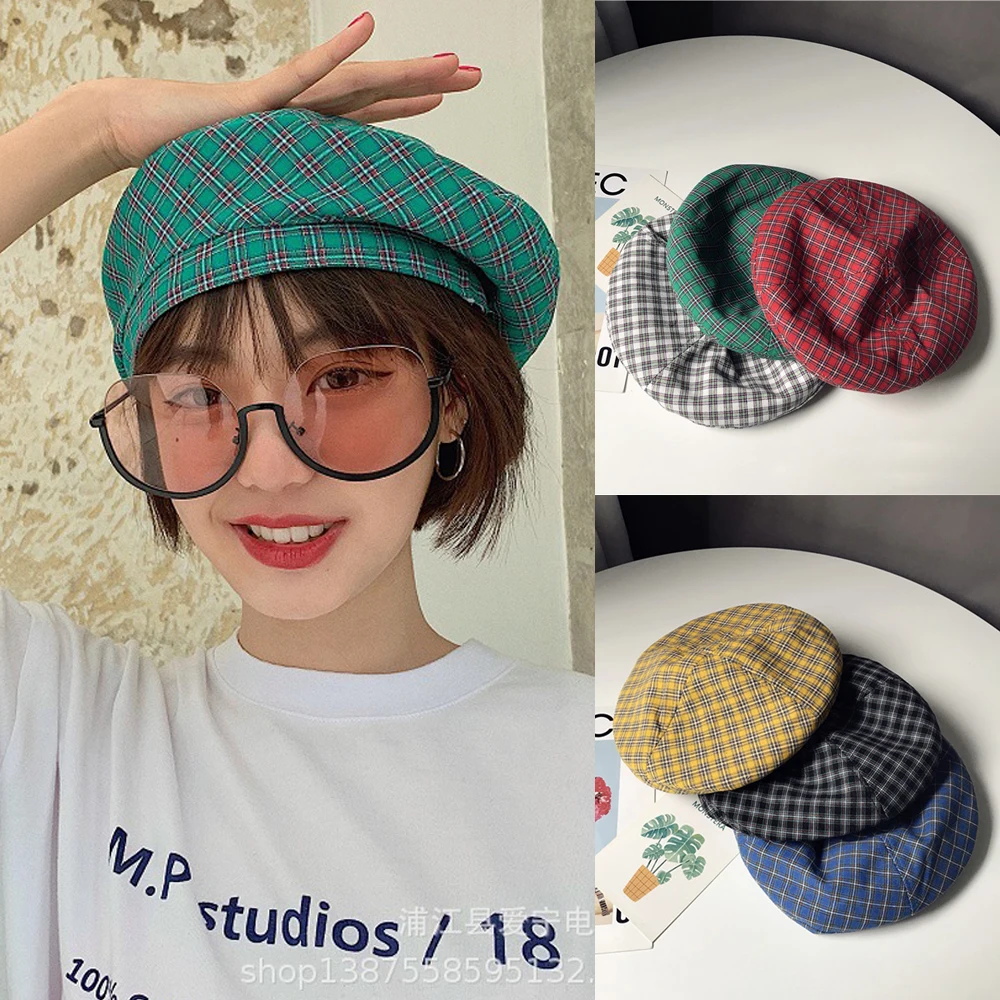 Модные женские Beanie BERET зимние теплые французские берет для художника шляпа плед Лыжные шапки подарки
