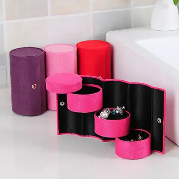

3 Floors Cylinder Jewelry Storage Box Portable Rotating Display Container Case Earrings Ring Necklace Storage Boxes Women Gift