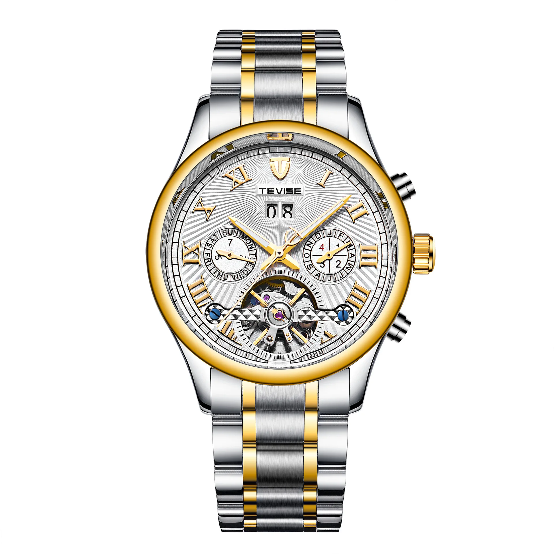 

Switzerland TEVISE Twiss Multi-functional Fully Automatic Mechanical Wrist Watch Waterproof Multi-functional Men Calendar Watch