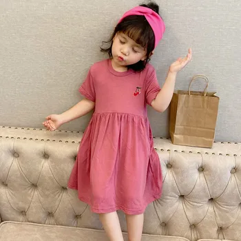 

Baby Girls Short Sleeve Cotton Girl Dresses 1-6 Years Simple Casual T Shirt Dress Kids Clothes Toddler Dress