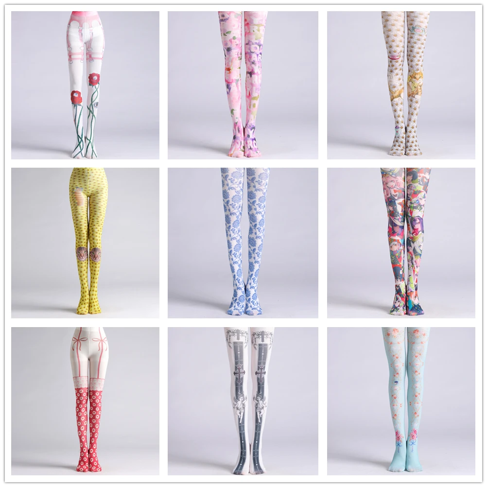 

Chinese Blue And White Printing Pantyhose, Socks, Tights Lolita, White Tights 2020 New Arrival, Dropship