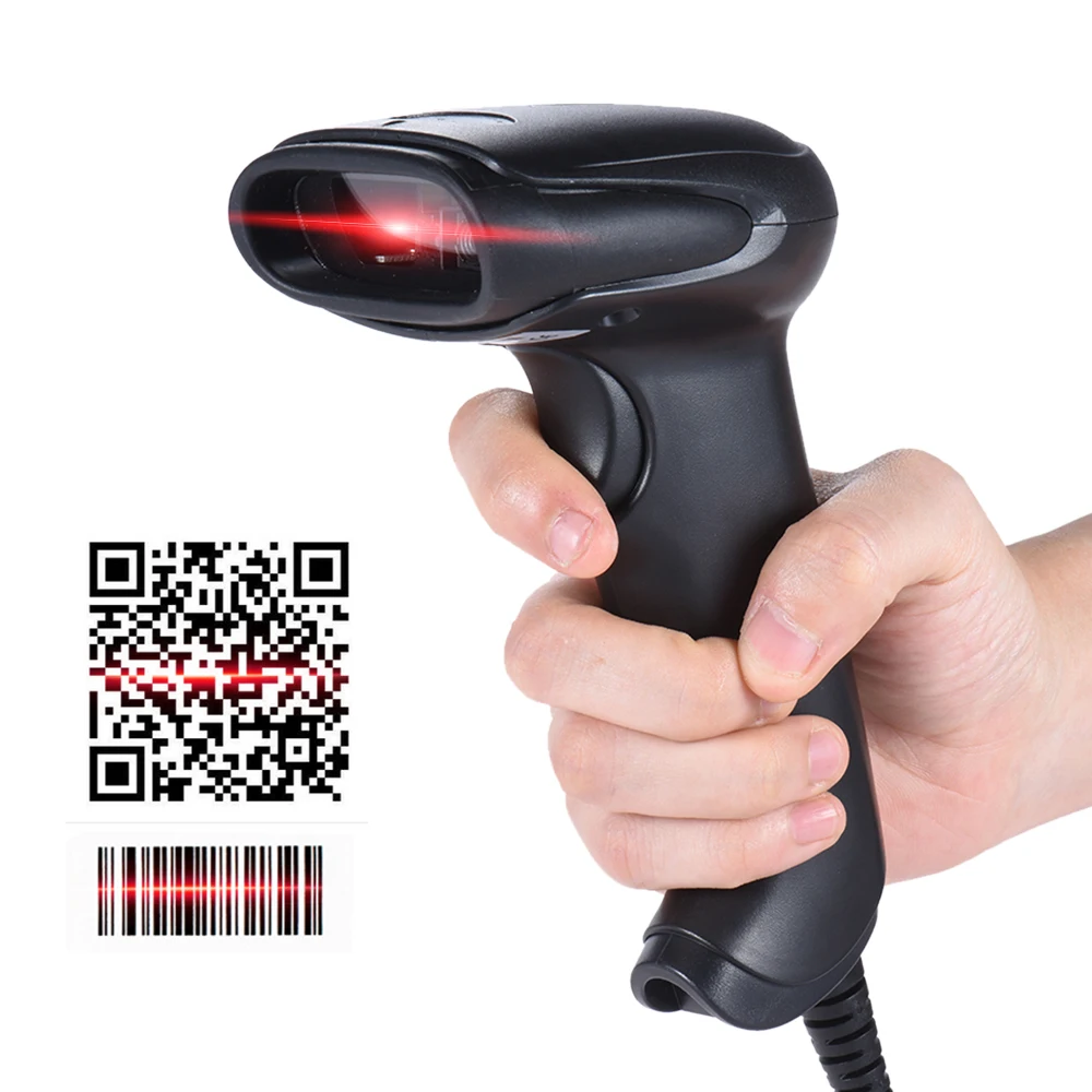 Высокоскоростной ручной светодиодный проводной 1D 2D QR сканер штрих-кодов портативный сканер для Мобильных Платежей супермаркет Экспресс-склад
