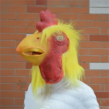 

Rooster Mask Animal Mask Fighting Chicken Mask Hairy Rooster Mask Cos Latex Kid Halloween Mask Party Funny