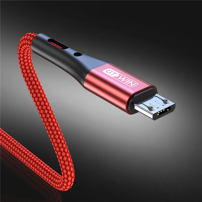 GTWIN 3A Micro usb кабель провод для быстрого заряда кабель для передачи данных для samsung s7 a70 Xiaomi p30 Android Microusb кабель для быстрой зарядки 1 м 2 м 3 м - Цвет: Red