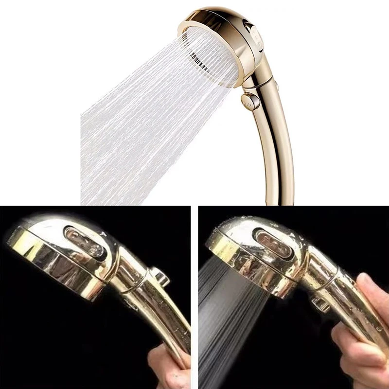 Bathroom 3 Functions Abs Chrome Shower Head With Switch