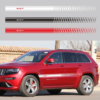 

2PCS/lot Sport Racing Stripes Car Styling Door Side Skirt Sticker for JEEP Grand Cherokee SRT Decoration Stickers