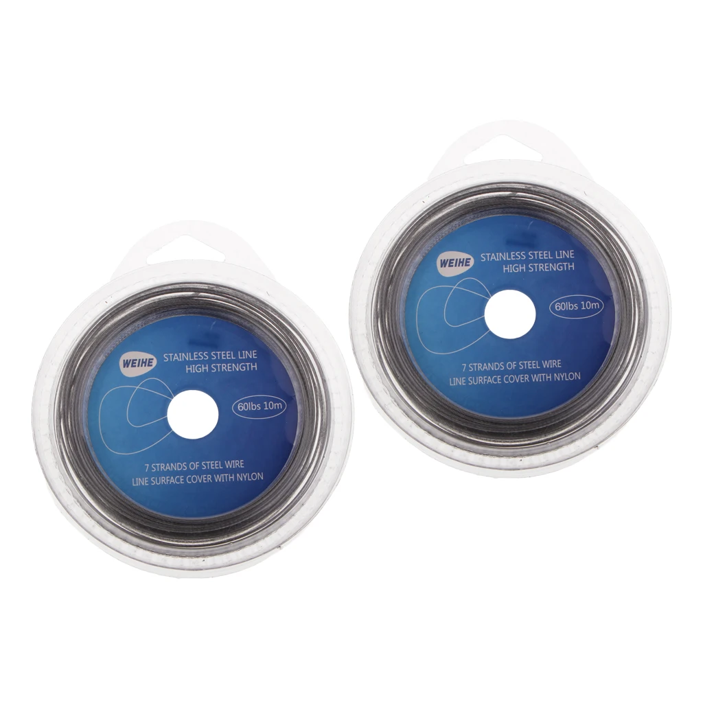 2 Rolls 10m 60LB Fishing Line Wire Leader Nylon Coated Stainless Steel Leader Wire Fishing Accessories Dropshipping